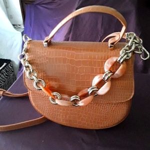 Snakeskin vegan leather handbag